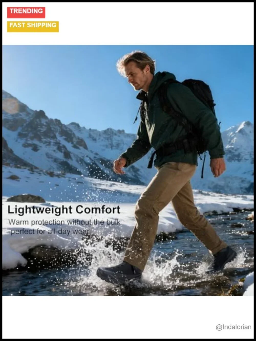 Waterproof Winter Snow Boots Fur Lined Lace-Up Ankle Boots for Men Hiking